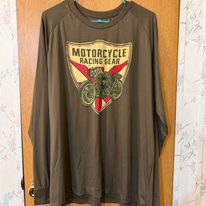 Motorcycle Racing Gear Logo Long Sleeve Shirt - Brown